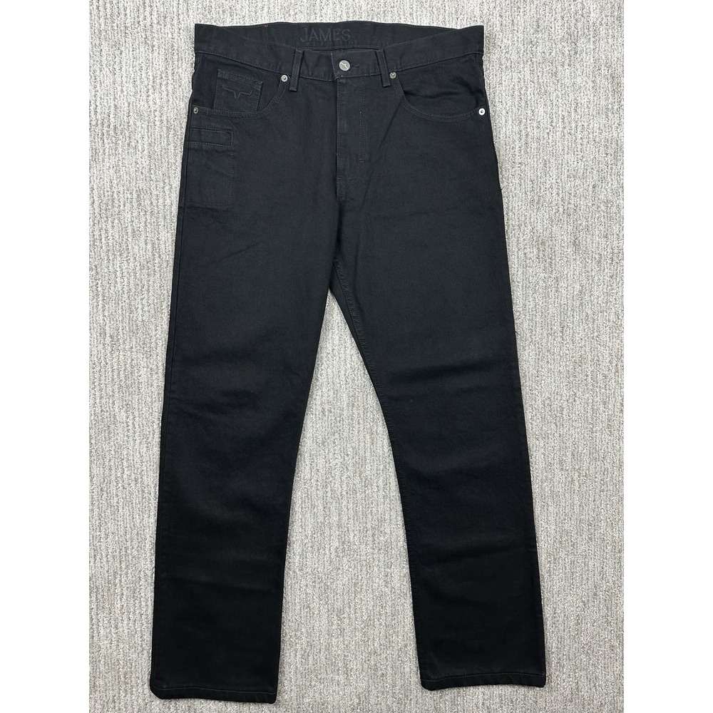 Kimes Ranch James Jeans Mens 33x30 (Fits 35x31) Black Straight Bootcut Denim EUC
